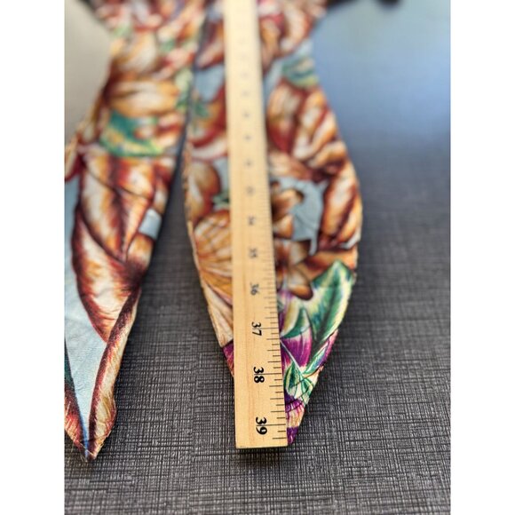 NEW Vintage Cache Floral Animal Print Brown Short Sleeve Tropical Top Blouse M - Picture 10 of 10